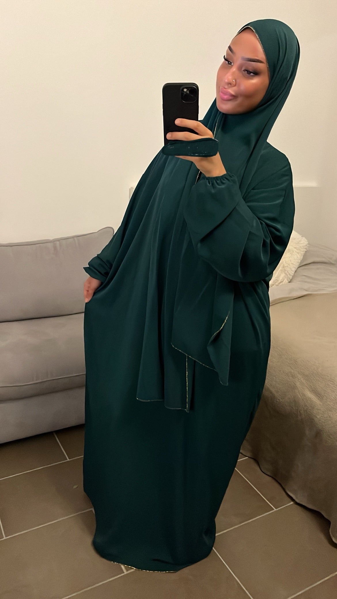 ABAYA VOILE INTÉGRÉ ÉMERAUDE