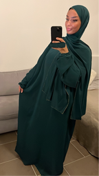 ABAYA VOILE INTÉGRÉ ÉMERAUDE